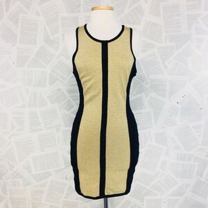 Bodycon Party Dress Black Gold Stretch F21 Large